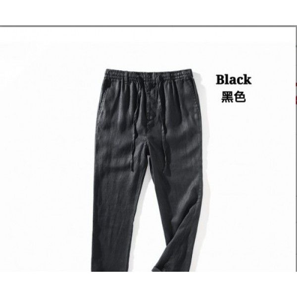 Black, Fashion men's loose linen casual pants trousers Black, Fashion men's loose linen casual pants trousers