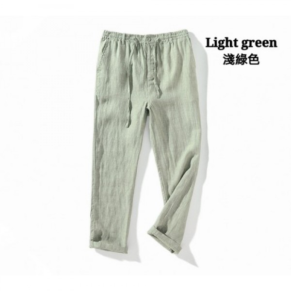 Light green Fashion men's loose linen casual pants trousers Light green Fashion men's loose linen casual pants trousers