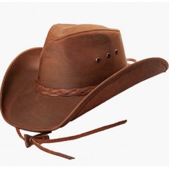 Copper Hollywood Leather Cowboy Hat — Handcrafted 100% Fine Leather Hat by American Hat Makers — Breathable, System, Copper
