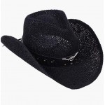 Black Men & Women's Woven Straw Cowboy Hat w/Hat Band Black Men & Women's Woven Straw Cowboy Hat w/Hat Band