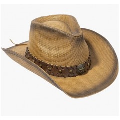 Brown Star Men & Women's Woven Straw Cowboy Hat w/Hat Band
