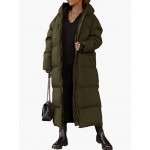 Army Green Women Long Quilted Coat Hooded Maxi Length Long Sleeve Puffer Jacket Padded Coat Winter Outerwear Army Green Women Long Quilted Coat Hooded Maxi Length Long Sleeve Puffer Jacket Padded Coat Winter Outerwear