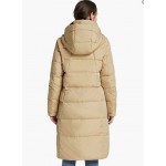 Khaki Women's Hooded Down Jacket Long Winter Coat