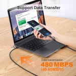 USAMS Multi Fast Charging Cable PD 60W Nylon Braided Cord 4-in-1 3A USB/C to Type C/Phone Fast Sync Charger Adapter Compatible with Laptop/Tablet/Phone (4FT)