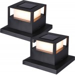 TONULAX 15 Lumen Solar Post Lights, Outdoor Post Cap Light for Fence Deck or Patio, Solar Powered Caps, Warm White High Brightness SMD LED Lighting