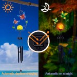 TONULAX 2 Pack Solar Outdoor Wind Chimes, Metal Butterfly & Hummingbird Wind Chime with Warm White LED Globe Glass, Mobile Hanging Decorative Patio Lights for Yard Garden, Gifts for Mom Women Wife 