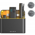 OTIUM 2 in 1 Professional Wireless Lavalier Microphone for Android, iPhone iPad with Charging Case Noise Cancellation Plug-Play Clip on Lapel Mic for YouTube, Recording, Vlog, Facebook Live Streaming