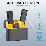 OTIUM 2 in 1 Professional Wireless Lavalier Microphone for Android, iPhone iPad with Charging Case Noise Cancellation Plug-Play Clip on Lapel Mic for YouTube, Recording, Vlog, Facebook Live Streaming