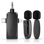 OTIUM  in 1 Mini Microphone Wireless Lavalier Microphones for iPhone, Android and Camera- 2.4G Cordless Double Mics with Noise Reduction Video Recording Mic for Interview,Vlog, YouTube, TikTok