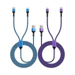 KOOPAO Multi Charging Cable 2-in-1, 4FT Long Multiple Charger Cord USB to Lightning & Type C Port Apple and Android Braided Charging Wire for iPhone, iPad Air/mini, Galaxy, Pixel 