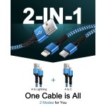 KOOPAO Multi Charging Cable 2-in-1, 4FT Long Multiple Charger Cord USB to Lightning & Type C Port Apple and Android Braided Charging Wire for iPhone, iPad Air/mini, Galaxy, Pixel 