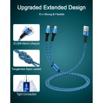 KOOPAO Multi Charging Cable 2-in-1, 4FT Long Multiple Charger Cord USB to Lightning & Type C Port Apple and Android Braided Charging Wire for iPhone, iPad Air/mini, Galaxy, Pixel 