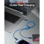 KOOPAO Multi Charging Cable 2-in-1, 4FT Long Multiple Charger Cord USB to Lightning & Type C Port Apple and Android Braided Charging Wire for iPhone, iPad Air/mini, Galaxy, Pixel 