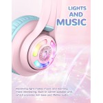 NOOT PRODUCTS Bluetooth Headphones, Colorful Wireless Over Ear Headset with LED Lights, Built-in Mic, 45H Playtime, 85dB/94dB Volume Limited Headphones for Boys Girls iPad Tablet School Airplane 