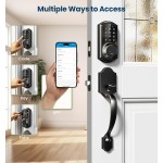 Otium Smart Front Door Lock Set, App Control, Keyless Entry Deadbolt with Lever Handle, Electronic Digital Touchscreen Keypad, Auto Lock, Easy Install, Matte Black