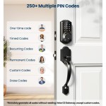 Otium Smart Front Door Lock Set, App Control, Keyless Entry Deadbolt with Lever Handle, Electronic Digital Touchscreen Keypad, Auto Lock, Easy Install, Matte Black