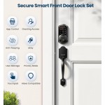 Otium Smart Front Door Lock Set, App Control, Keyless Entry Deadbolt with Lever Handle, Electronic Digital Touchscreen Keypad, Auto Lock, Easy Install, Matte Black