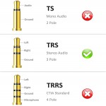 KOOPAO 6.35mm (1/4 inch) Male to 3.5mm (1/8 inch) Female Stereo Audio Jack Adapter for Aux Cable, Guitar Amplifier, Headphone, 2 Pack 