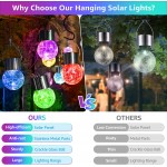 TONULAX 12-Pack Hanging Solar Lights Outdoor, Decorative Cracked Glass Ball Light, Solar Powered Waterproof Globe Lighting with Handle for Garden, Yard,Patio,Tree,Holiday(Multicolor) 