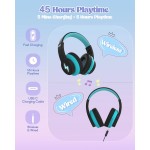 NOOT PRODUCTS Bluetooth Headphones, Colorful Wireless Over Ear Headset with LED Lights, Built-in Mic, 45H Playtime, 85dB/94dB Volume Limited Headphones for Boys Girls iPad Tablet School Airplane