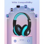 NOOT PRODUCTS Bluetooth Headphones, Colorful Wireless Over Ear Headset with LED Lights, Built-in Mic, 45H Playtime, 85dB/94dB Volume Limited Headphones for Boys Girls iPad Tablet School Airplane