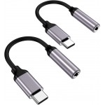 KOOPAO USB Type C to 3.5mm Female Headphone Jack Adapter-2 pa'ck, USB C to Aux Audio Dongle Cable Cord Compatible with Pixel 4 3 2 XL, Samsung Galaxy S21 S20 Ultra S20+ Note 20 10 S10 S9 Plus for iPad Pro 