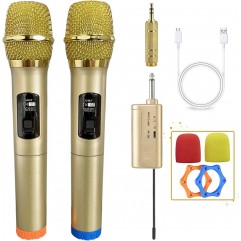 VMKLY Professional Wireless Microphones for Karaoke Singing, Rechargeable Dual UHF Dynamic Microphone, with 200ft UHF Receiver, Plug and Play, Speech, Wedding, Church, PA System