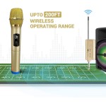 VMKLY Professional Wireless Microphones for Karaoke Singing, Rechargeable Dual UHF Dynamic Microphone, with 200ft UHF Receiver, Plug and Play, Speech, Wedding, Church, PA System