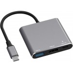 UPGROW USB C to HDMI Adapter, 4K Video Converter with USB 3.0 and Type-C Charging Port, USB-C Digital AV Multiport Adapter for Mac and USB Type-C Devices (Silver) 