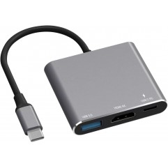 UPGROW USB C to HDMI Adapter, 4K Video Converter with USB 3.0 and Type-C Charging Port, USB-C Digital AV Multiport Adapter for Mac and USB Type-C Devices (Silver) 