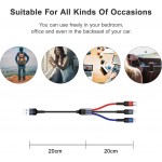 KOOPAO Multi USB Cable 1ft Multi Charger Cable  2Pack Short Multi Charging Cable Nylon Braided 3 in 1 Charging Cable Adapter with Type-C,Micro USB Port Connectors for Cell Phones