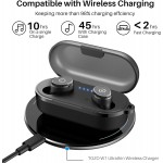 USAMS Bluetooth 5.3 Wireless Earbuds with Wireless Charging Case IPX8 Waterproof Stereo Headphones in Ear Built in Mic Headset Premium Sound with Deep Bass for Sport Black