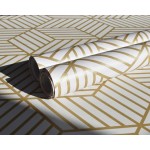 ART 3D Gold and White Geometric Wallpaper Peel and Stick Wallpaper Boho Hexagon Removable Self Adhesive Wallpaper Gold Stripes Contact Paper Geometric Vinyl Film Decorative Shelf Drawer Waterproof 17.7”×118”