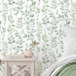 ART 3D Leaf Wallpaper Peel and Stick Wallpaper Boho Green Contact Paper for Cabinets Neutral Wallpaper for Bathroom Self-Adhesive Removable Wallpaper for Bedroom Decor Mural Waterproof 17.3"×78.7"
