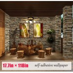 ART 3D 118”×17.7” Stacked Stone Wallpaper 3D Rock Wallpaper Peel and Stick Wallpaper Stone Self Adhesive Wallpaper Stick and Peel Wallpaper Stone Removable Wallpaper Stone Papel Tapiz Stone Vinyl Wallpaper