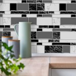  ART 3D Peel and Stick Backsplash Tiles for Kitchen Black and White Stick on Backsplash Kitchen Backsplash Contact Paper Kitchen Wallpaper Self Adhesive Removable Wallpaper for Bathroom Waterproof 15.7”×118”