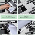  ART 3D Peel and Stick Backsplash Tiles for Kitchen Black and White Stick on Backsplash Kitchen Backsplash Contact Paper Kitchen Wallpaper Self Adhesive Removable Wallpaper for Bathroom Waterproof 15.7”×118”