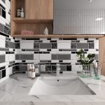  ART 3D Peel and Stick Backsplash Tiles for Kitchen Black and White Stick on Backsplash Kitchen Backsplash Contact Paper Kitchen Wallpaper Self Adhesive Removable Wallpaper for Bathroom Waterproof 15.7”×118”